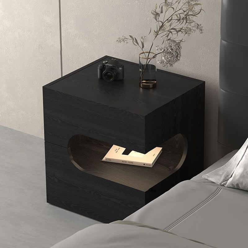 Modern Minimalist Rectangular Particle Board Multi-Layer Plywood Nightstand 2-Tier For Bedroom