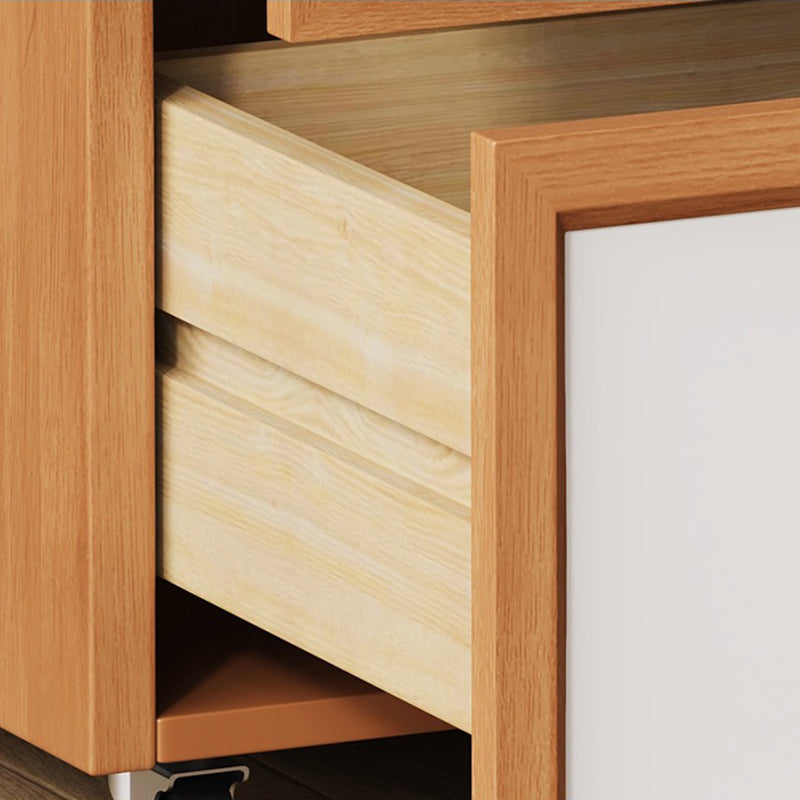 Modern Minimalist Rectangular Rubberwood Solid Pine Wood Nightstand 2-Drawer For Bedroom