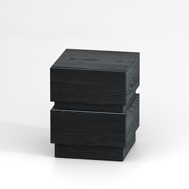 Modern Minimalist Rectangular Solid Particle Board Nightstand 2-Drawer For Bedroom
