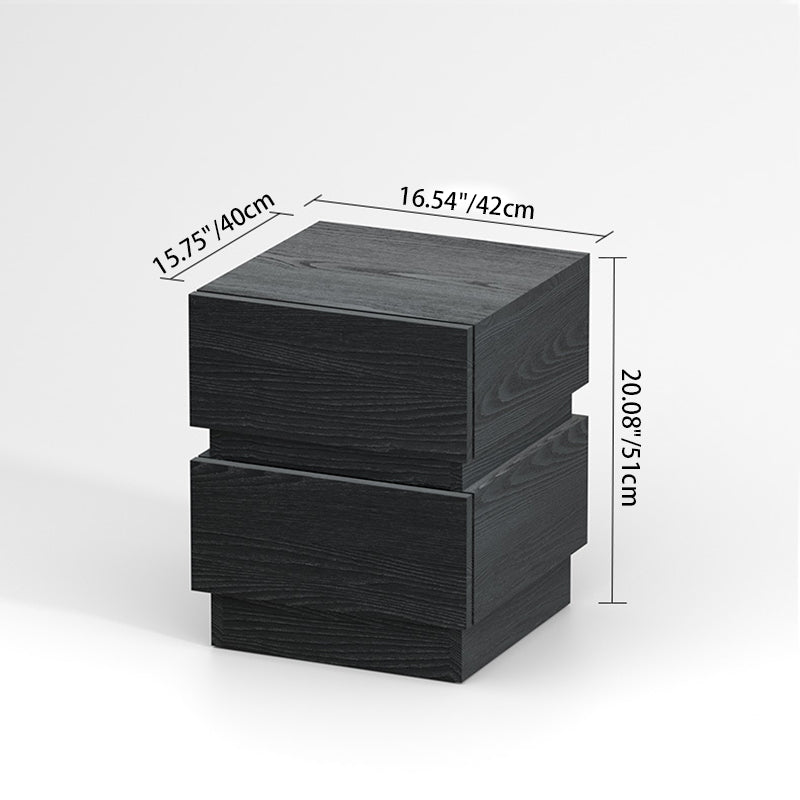 Modern Minimalist Rectangular Solid Particle Board Nightstand 2-Drawer For Bedroom
