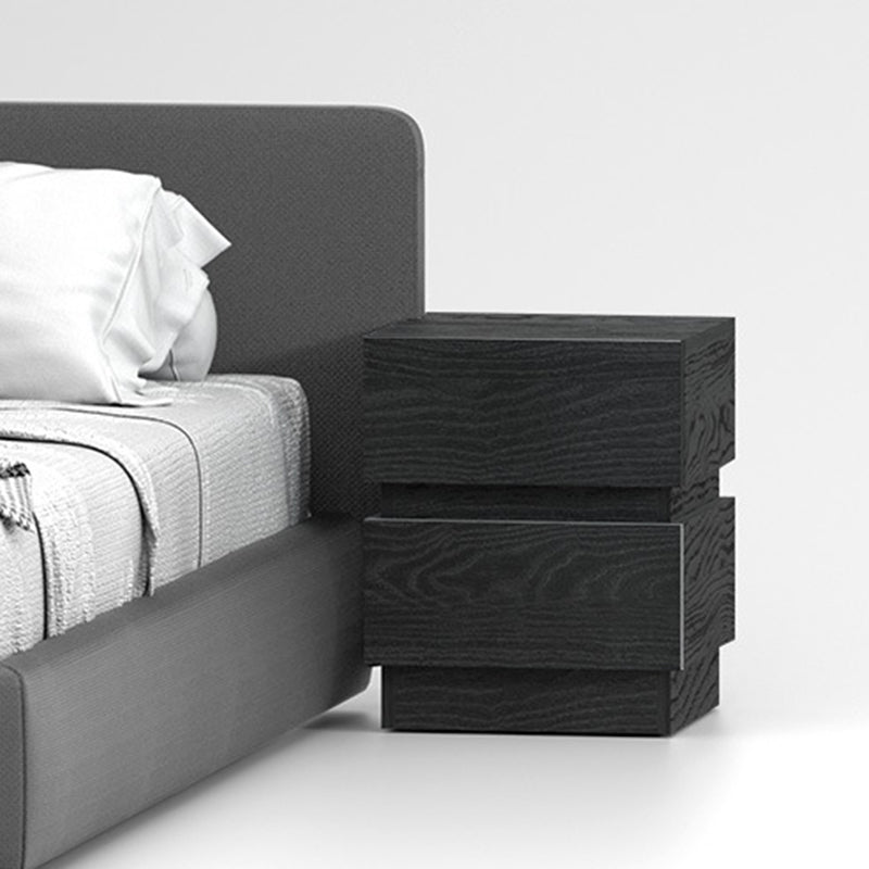 Modern Minimalist Rectangular Solid Particle Board Nightstand 2-Drawer For Bedroom
