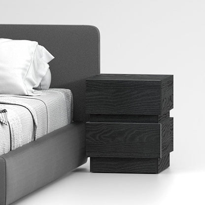 Modern Minimalist Rectangular Solid Particle Board Nightstand 2-Drawer For Bedroom