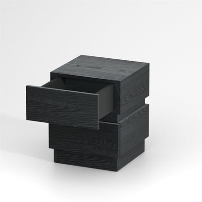 Modern Minimalist Rectangular Solid Particle Board Nightstand 2-Drawer For Bedroom