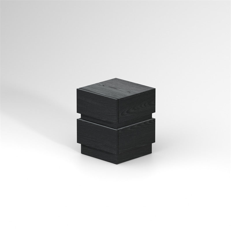 Modern Minimalist Rectangular Solid Particle Board Nightstand 2-Drawer For Bedroom