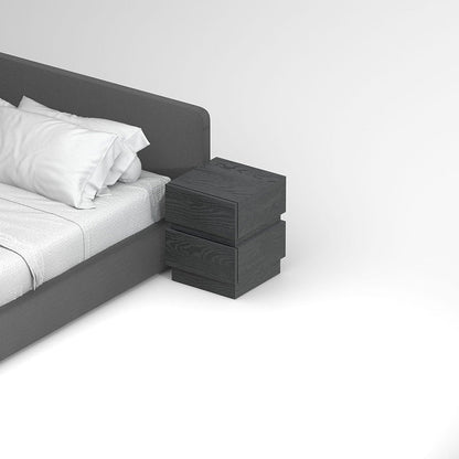Modern Minimalist Rectangular Solid Particle Board Nightstand 2-Drawer For Bedroom