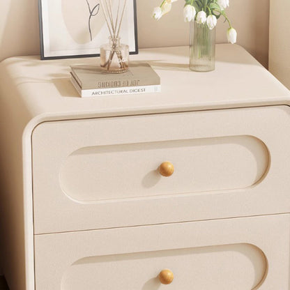 Modern Minimalist Rectangular Medium Density Fiberboard Solid Wood Cat Paw Leather Nightstand 2-Drawer For Bedroom