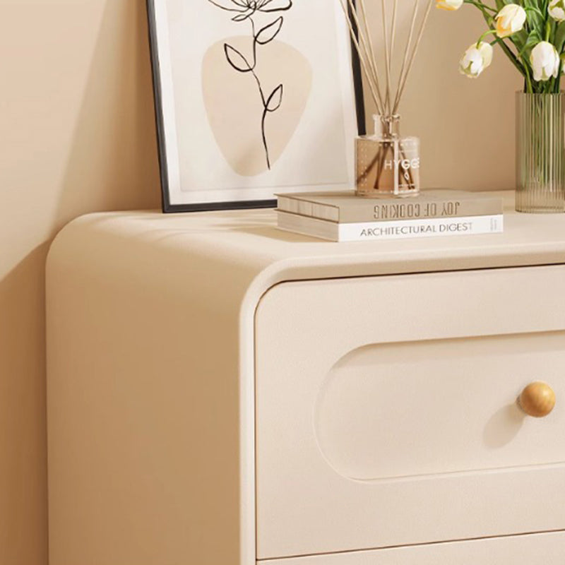 Modern Minimalist Rectangular Medium Density Fiberboard Solid Wood Cat Paw Leather Nightstand 2-Drawer For Bedroom