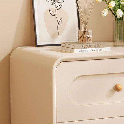 Modern Minimalist Rectangular Medium Density Fiberboard Solid Wood Cat Paw Leather Nightstand 2-Drawer For Bedroom