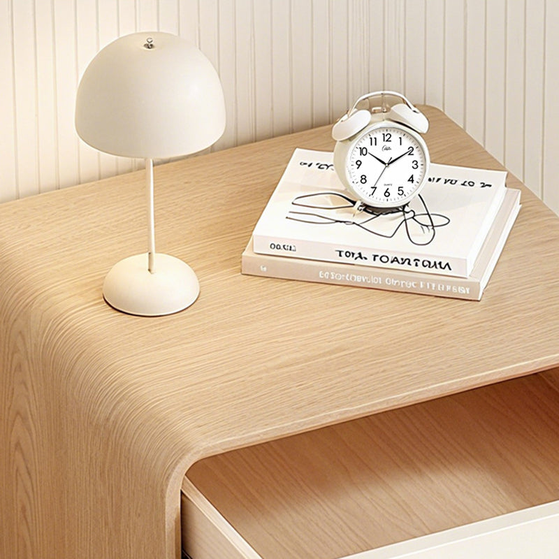 Contemporary Creative Rectangular Spherical Pine Wood Solid Wood Cat Paw Leather Nightstand 2-Drawer For Bedroom