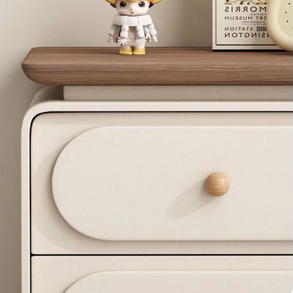 Modern Minimalist Rectangular Pine Solid Wood Cat-Scratch Leather Nightstand 2-Drawer For Bedroom