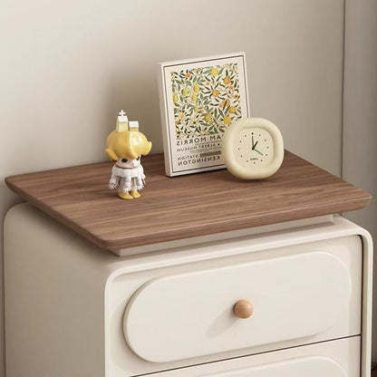 Modern Minimalist Rectangular Pine Solid Wood Cat-Scratch Leather Nightstand 2-Drawer For Bedroom