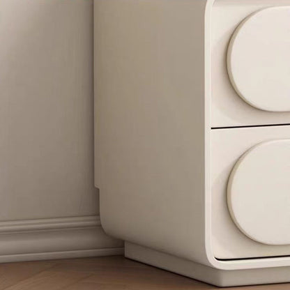 Modern Minimalist Rectangular Pine Solid Wood Cat-Scratch Leather Nightstand 2-Drawer For Bedroom