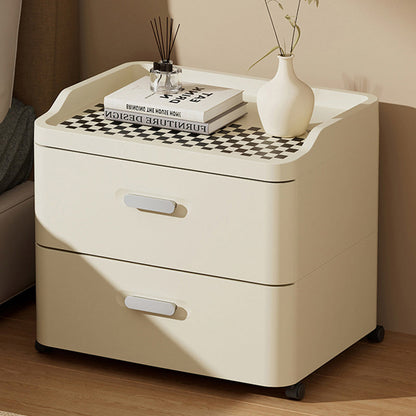 Modern Minimalist Rectangular PP Movable Nightstand 2-Drawer For Bedroom