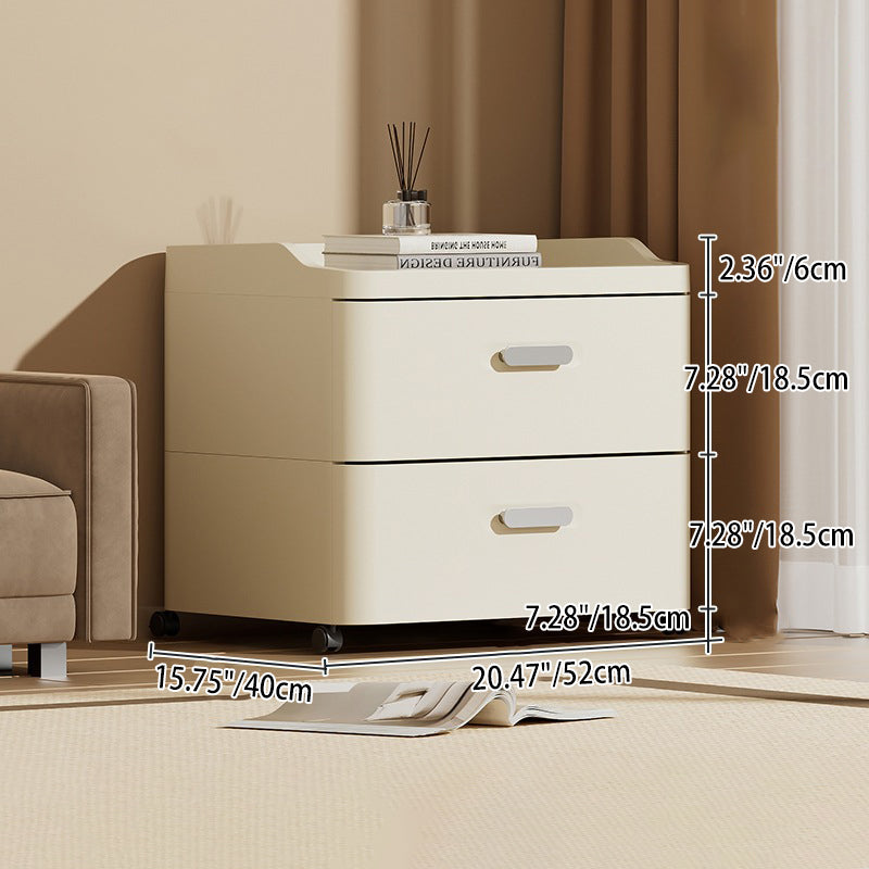 Modern Minimalist Rectangular PP Movable Nightstand 2-Drawer For Bedroom