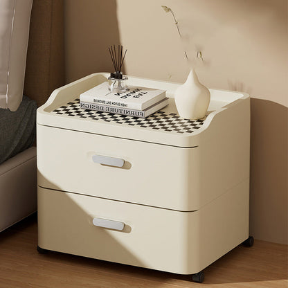 Modern Minimalist Rectangular PP Movable Nightstand 2-Drawer For Bedroom