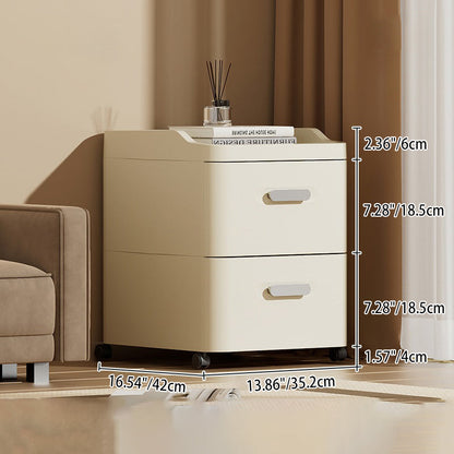 Modern Minimalist Rectangular PP Movable Nightstand 2-Drawer For Bedroom