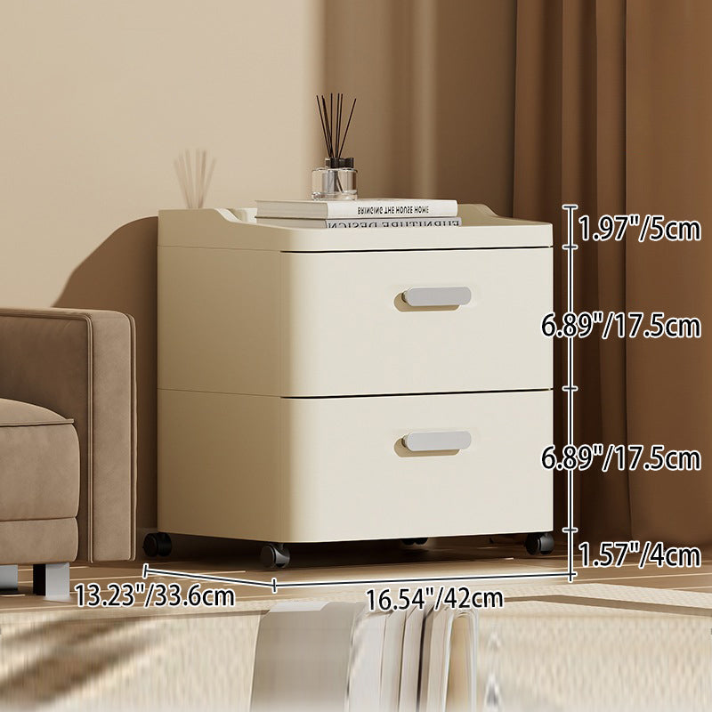 Modern Minimalist Rectangular PP Movable Nightstand 2-Drawer For Bedroom