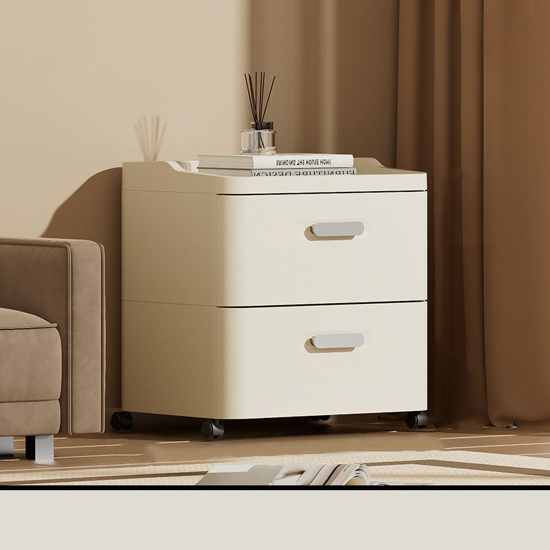 Modern Minimalist Rectangular PP Movable Nightstand 2-Drawer For Bedroom