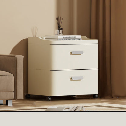 Modern Minimalist Rectangular PP Movable Nightstand 2-Drawer For Bedroom