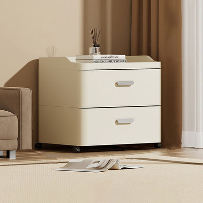 Modern Minimalist Rectangular PP Movable Nightstand 2-Drawer For Bedroom