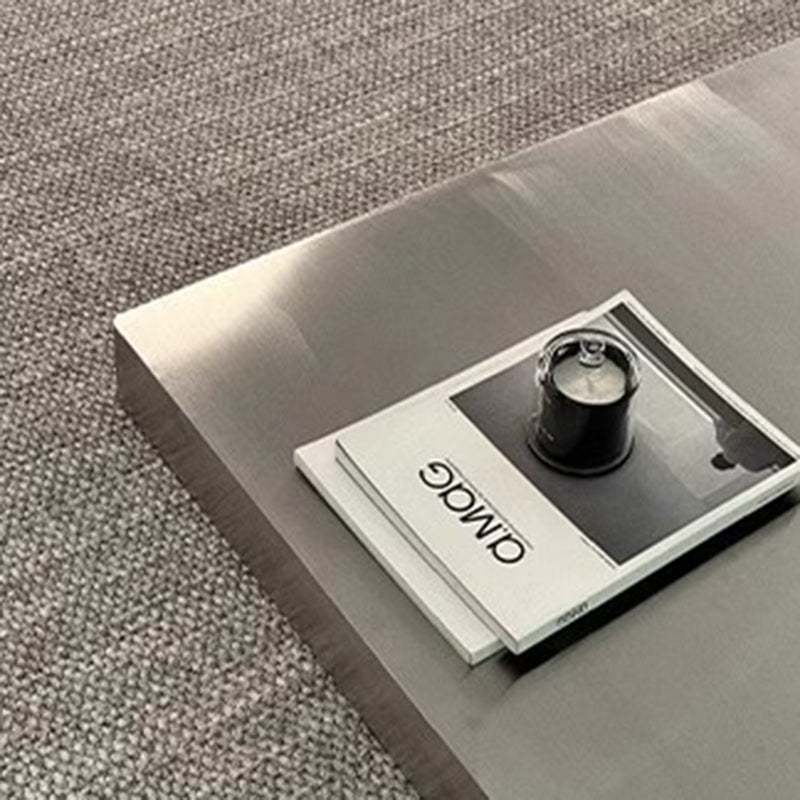 Modern Minimalist Rectangular Stainless Steel Low-Profile Floor Coffee Table 1-Tier For Living Room
