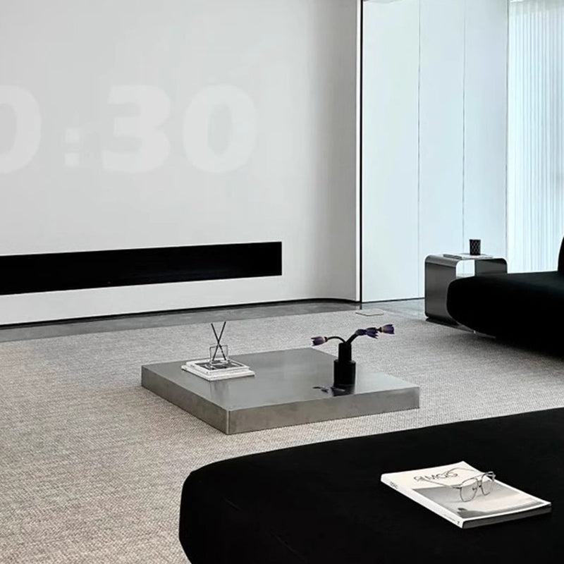 Modern Minimalist Rectangular Stainless Steel Low-Profile Floor Coffee Table 1-Tier For Living Room