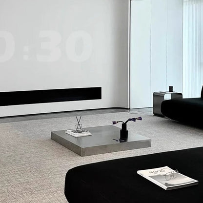 Modern Minimalist Rectangular Stainless Steel Low-Profile Floor Coffee Table 1-Tier For Living Room