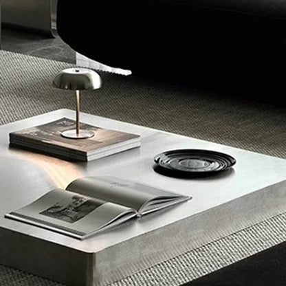 Modern Minimalist Rectangular Stainless Steel Low-Profile Floor Coffee Table 1-Tier For Living Room