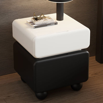 Modern Minimalist Rectangular Multi-Layer Plywood Solid Pine Wood Stainless Steel Nightstand 2-Drawer For Bedroom
