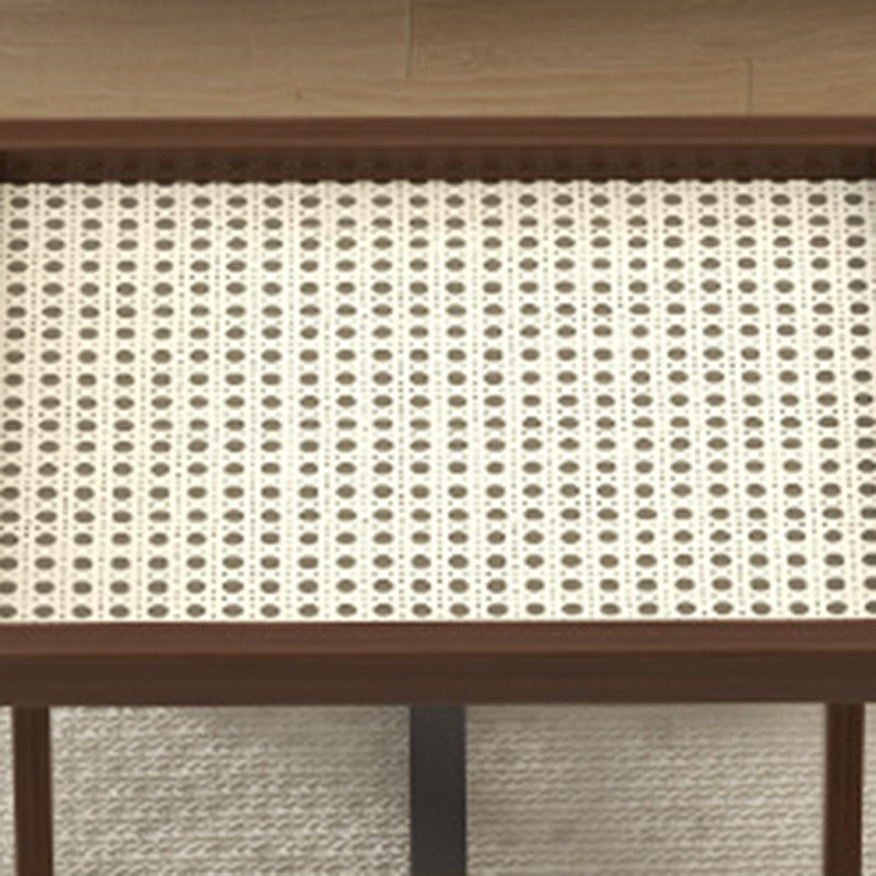 Modern Minimalist Rectangular Bamboo Synthetic Rattan Foldable Side Table 1-Tier For Living Room