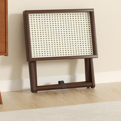 Modern Minimalist Rectangular Bamboo Synthetic Rattan Foldable Side Table 1-Tier For Living Room