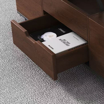 Contemporary Creative Rectangular Foldable Height-Adjustable Slab Stone Solid Wood Eco-Friendly Board Coffee Table 3-Drawer For Living Room