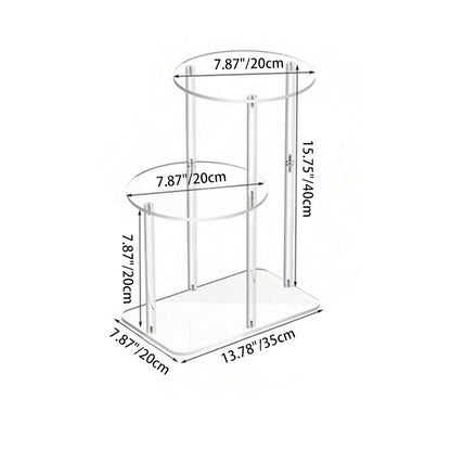 Modern Minimalist Round Cylindrical Acrylic Plastic Nightstand 3-Tier For Bedroom