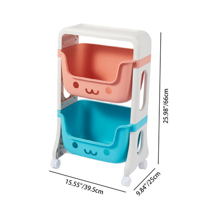 Contemporary Creative Rectangular Cat-Shaped Kids PP Storage Shelf 2/3/4 Tier For Living Room