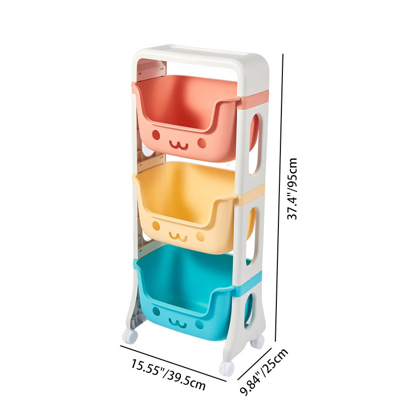 Contemporary Creative Rectangular Cat-Shaped Kids PP Storage Shelf 2/3/4 Tier For Living Room