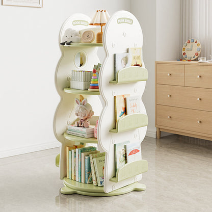 Contemporary Creative Rectangular Christmas Tree HDPE Rotatable Kids Bookshelf 4-Tier For Home Office