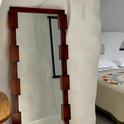 Traditional Vintage Rectangular Glass Pine Wood Medium Density Fiberboard Accent Full-Length Mirror For Entryways
