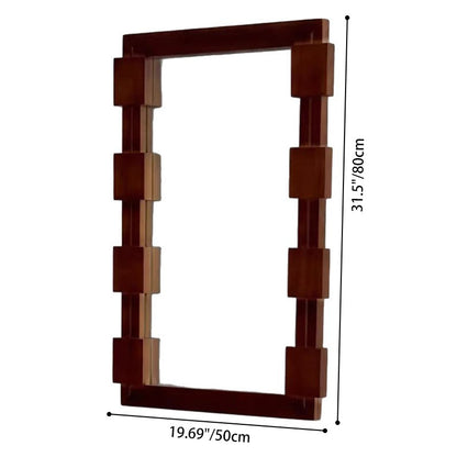 Traditional Vintage Rectangular Glass Pine Wood Medium Density Fiberboard Accent Full-Length Mirror For Entryways