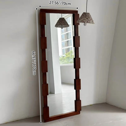 Traditional Vintage Rectangular Glass Pine Wood Medium Density Fiberboard Accent Full-Length Mirror For Entryways