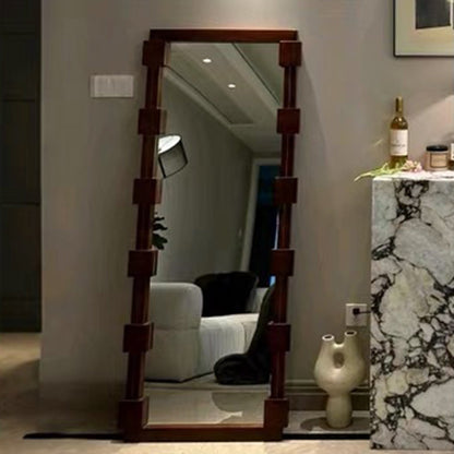 Traditional Vintage Rectangular Glass Pine Wood Medium Density Fiberboard Accent Full-Length Mirror For Entryways