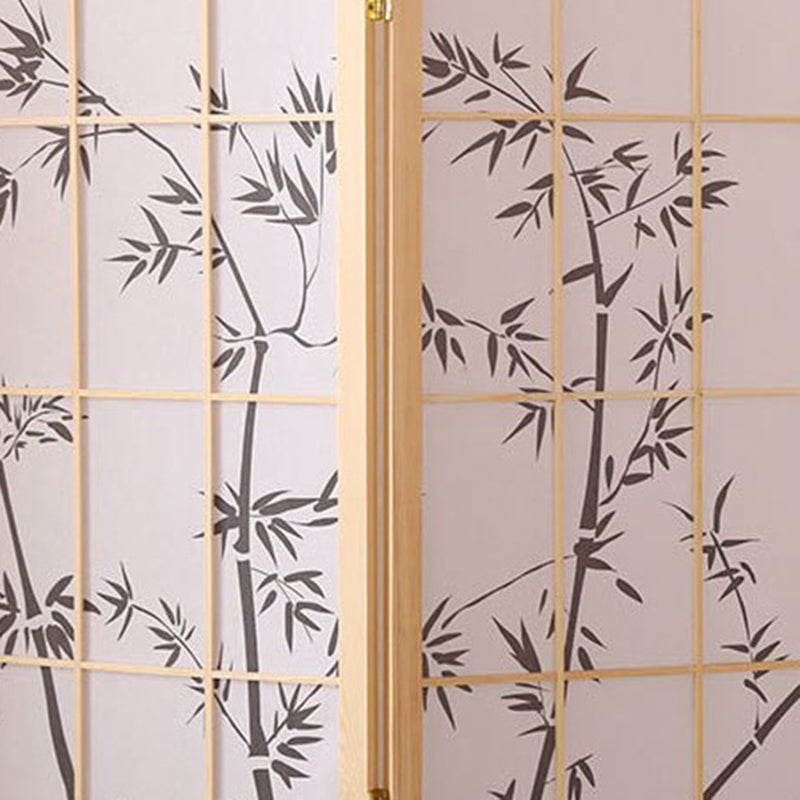 Traditional Japanese Rectangular Non-Woven Fabric Pine Wood Foldable Grid Room Divider For Living Room