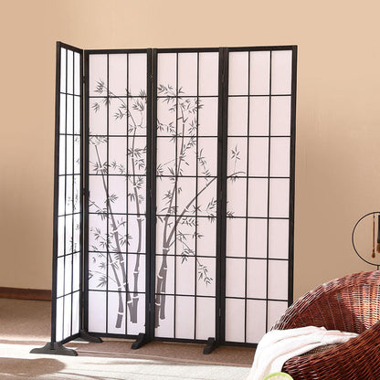 Traditional Japanese Rectangular Non-Woven Fabric Pine Wood Foldable Grid Room Divider For Living Room