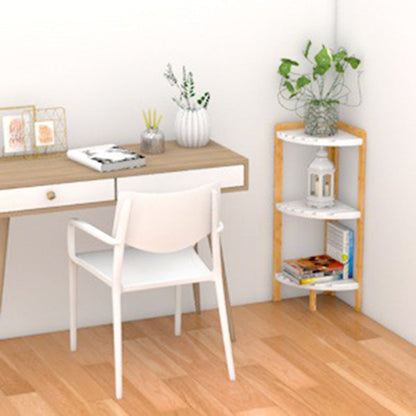 Modern Minimalist Cylindrical Fan-Shaped Medium Density Fiberboard Bamboo Corner Shelf Unit 3-Tier For Living Room