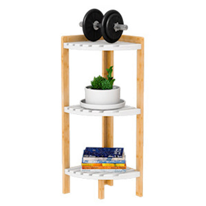 Modern Minimalist Cylindrical Fan-Shaped Medium Density Fiberboard Bamboo Corner Shelf Unit 3-Tier For Living Room