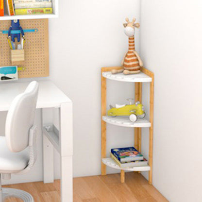 Modern Minimalist Cylindrical Fan-Shaped Medium Density Fiberboard Bamboo Corner Shelf Unit 3-Tier For Living Room