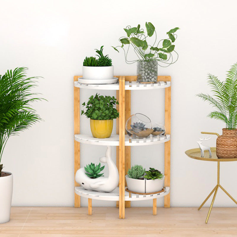 Modern Minimalist Cylindrical Fan-Shaped Medium Density Fiberboard Bamboo Corner Shelf Unit 3-Tier For Living Room