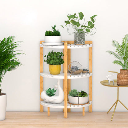 Modern Minimalist Cylindrical Fan-Shaped Medium Density Fiberboard Bamboo Corner Shelf Unit 3-Tier For Living Room