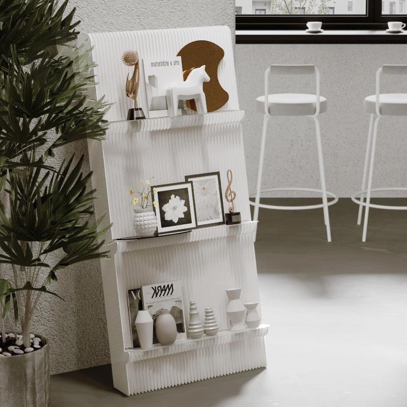 Modern Minimalist Rectangular Kraft Paper Acrylic Portable Display Rack 3-Tier For Living Room