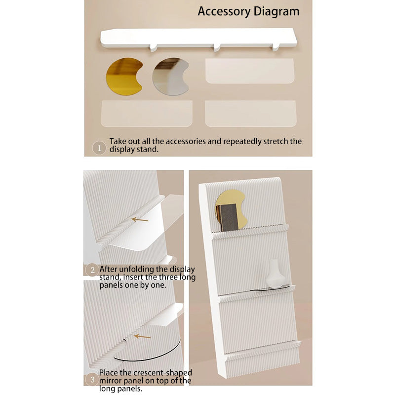 Modern Minimalist Rectangular Kraft Paper Acrylic Portable Display Rack 3-Tier For Living Room