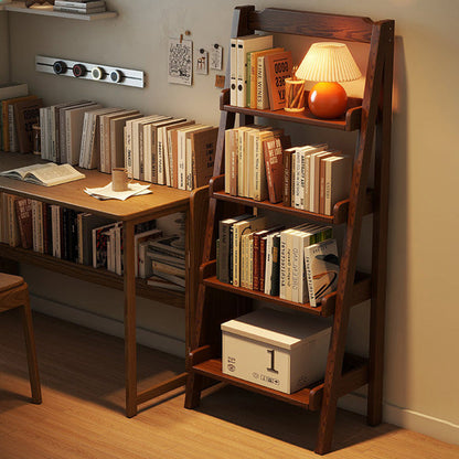 Modern Minimalist Rectangular Ladder Pine Wood Display Rack 4-Tier For Living Room